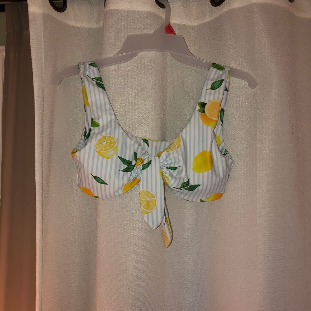 Lemon, blue and white striped bikini